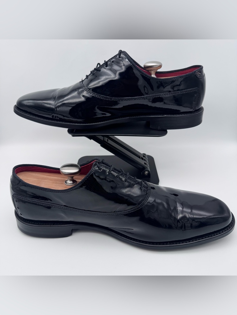 Allen Edmonds Men's 11.5 D Black Patent Leather Lace Up Oxford Dress Shoes